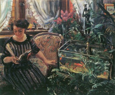 Dama en el estanque de peces dorados La esposa del artista de Lovis Corinth